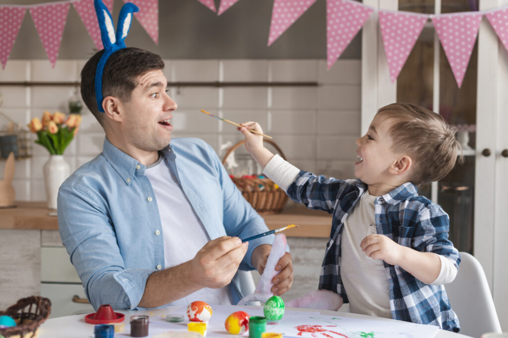 Father Celebrating Every Progressing Step with kid